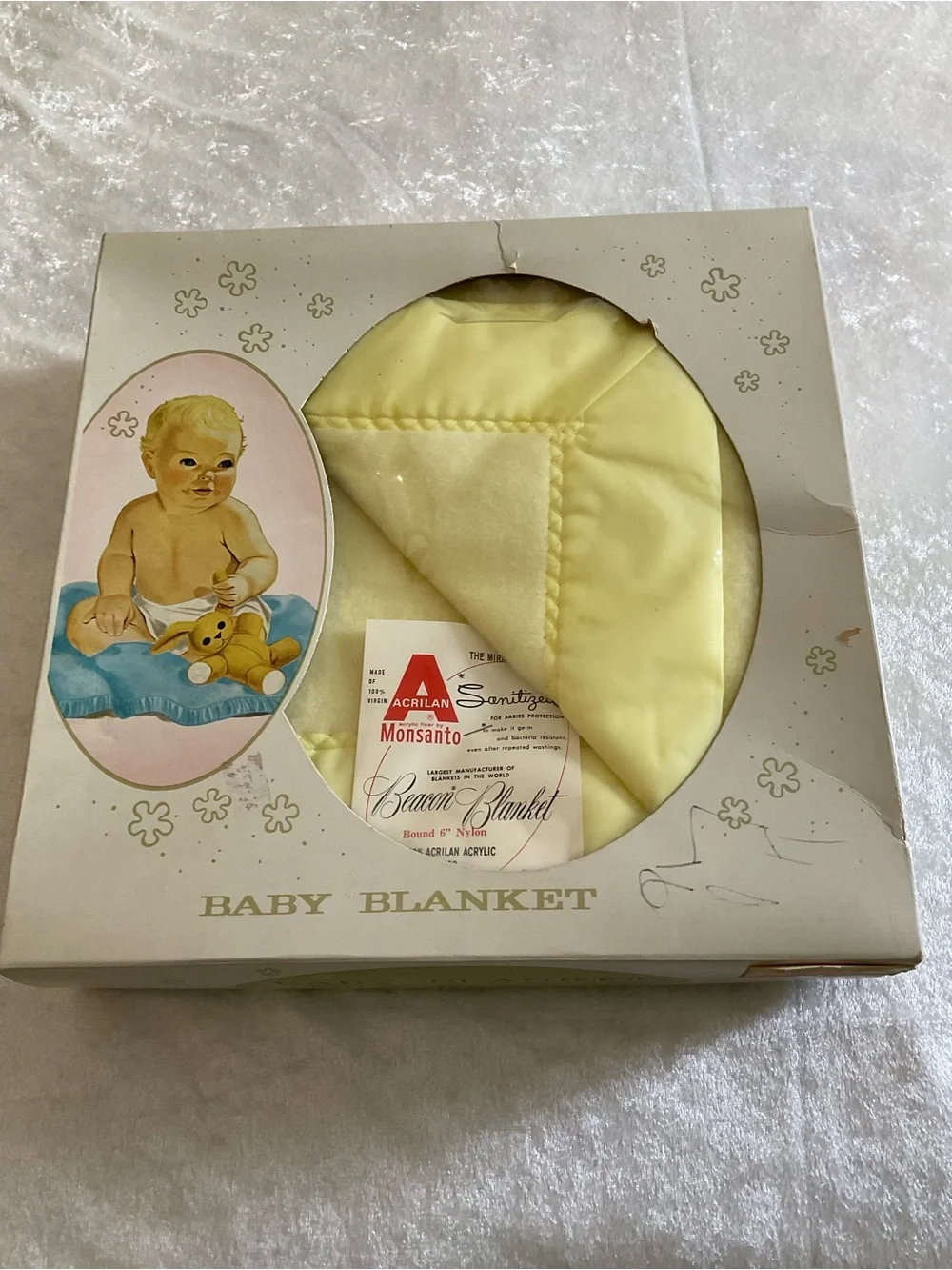 Beacon Pale Yellow Baby Blanket - Soft Acrylic Throw Vintage